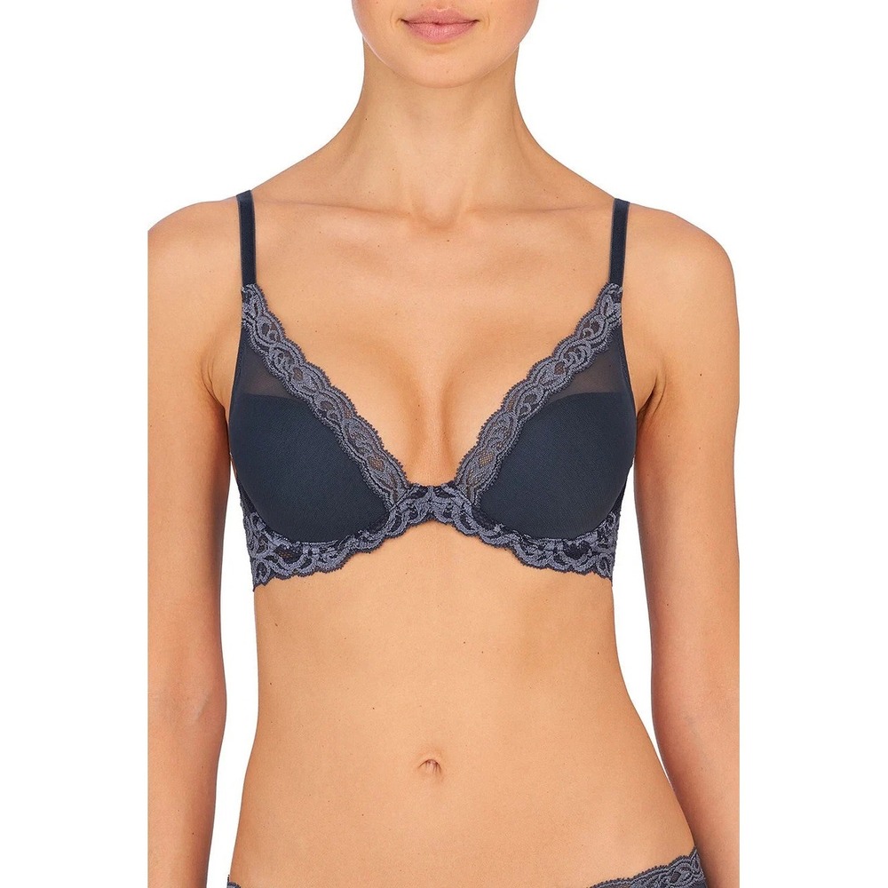 Natori Feathers Plunge T-Shirt Bra - Ash Navy Size 36 DD 36DD NEW 730023